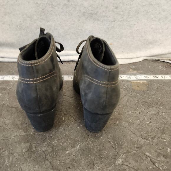 Clarks Unstructured Boots Women's Size 8 Black Leather Lace Up Heel Booties - Picture 4 of 7